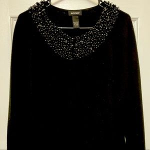 Vintage Black Cardigan with embellished beaded Collar